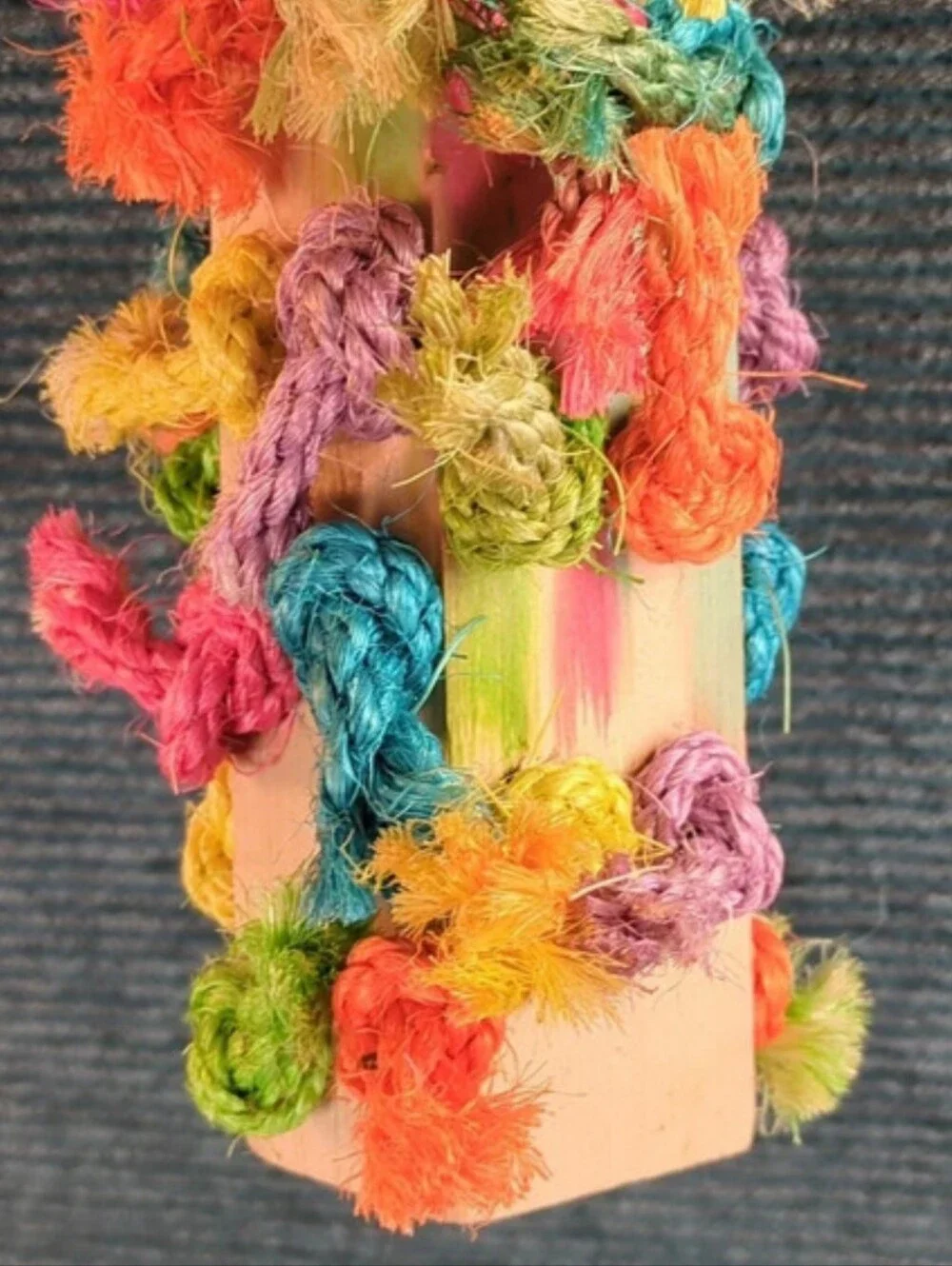 For Pet Rescue! All Living Things Sissal Knot Wood Block Bird Toy